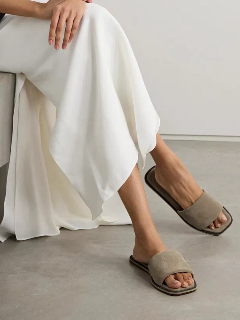 Brunello Cucinelli suede slides